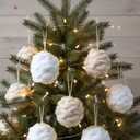 Soulchen 6 Pcs Farmhouse Rustic Crochet Christmas Ball 3.5 Inch Neutral Christmas Ornaments Handmade Chunky Knitted Cozy Xmas Tree Decor Ball Neutral Hanging Decoration for Xmas Tree(Coffee)