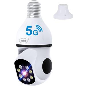 N_EYE 8mp/4k Light Bulb Security Cameras 2.4GHz&5GHz Outdoor Wireless WiFi Light Socket Screw in Security Cameras for Home Security Safe Cam Lightbulb Cameras Night Vision Up 128g SD Card