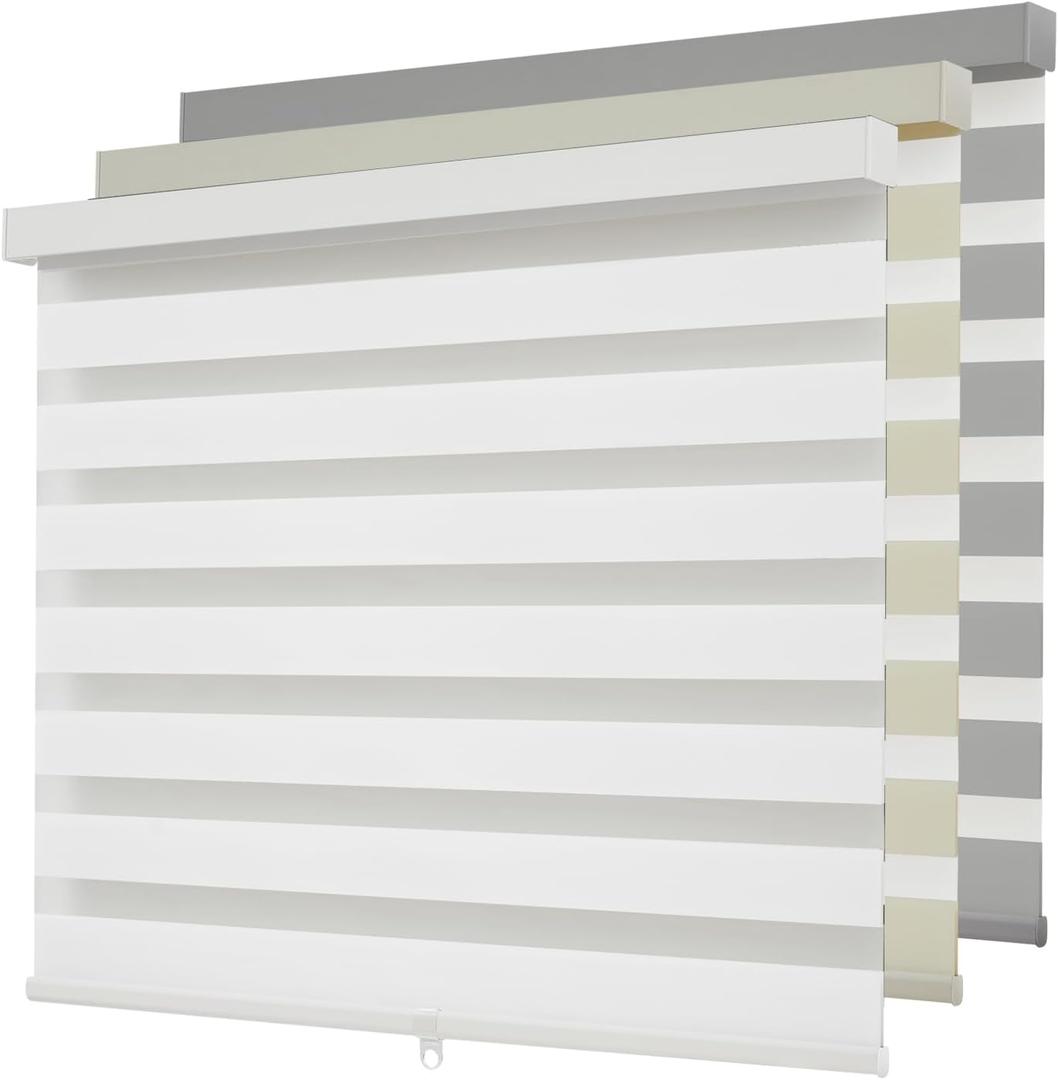 Cordless Zebra Blinds for Windows,Free-Stop Roller Zebra Shades,Light Filtering Blinds for Indoor windows with Upgraded Cassette,Pull Down Privacy Window Shades for Home (30" W x 72" H, White)