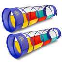 Kiddey Play Tunnel Pop Up Tunnel Toys for Toddlers, Kids Multicolored Tunnel for Indoor/Outdoor Fun, Crawl & Play, Obstacle Course for Kids Gifts for Toddlers - Balls Not Included (2 Pk)