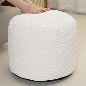 Pouf Ottoman Stuffed Round Modern Foam Filled Foot Rest Corduroy Poufs for Living Room Chair Decorative 20 X 15 Inches Fluffy Pouf Foot Stool Storage Ottoman, Beige