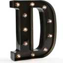 OYCBUZO Light Up Black Alphabet Marquee Letters Sign LED Marquee Number Lights Sign for Night Light Home Bar Christmas Lamp Birthday Party Wedding Decoration D