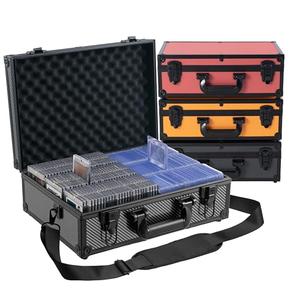 JOJOUP Toploader Storage Box for 3x4 35pt Rigid Cards, Top Loader Cards – Holds 600+ Top Loaders - Aluminum Alloy Trading Card Case, Sports Card Storage Box with Lock (Large Carbon Fiber)