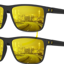 KALIYADI Night Vision Glasses for Men, Lightweight Night Driving Glasses for Driving (Night Vision/NightVision/NightVision), 2 pack, Black