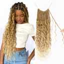 Boho Crochet Braids Pure Protein Fiber Close to Human Hair 14 Inch Goddess Box Braids with Soft Curls Bohemian Braids Crochet Hair for Black Women (14Inch 27/613)