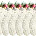 Christmas Stockings Bulk, 20 Inch Ivory Knit Stockings Christmas Holiday Decoration, 6 Pack