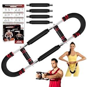 Twister Arm Trainer, 30-120 lbs Adjustable Twister Arm Chest Exerciser with 4 Spring & Poster for Men & Women, Detachable Power Twister Home Fitness Equipment for Enhancing Upper Body Muscle -Red