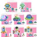 2 x SUKKI Valentines Day Cards for Kids - 32 Valentine Cards + 32 Cute Keychains + 32 Gift Envelopes with Temporary Tattoos, Perfect Space Flight Theme Greeting Exchange Cards for Classmates Party Favors