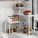 Countertop Organizer Organization 3 Tier Kitchen Corner Shelves Adjustable Spice Storage Rack for Bathroom Coffee Area Over Sink (White)