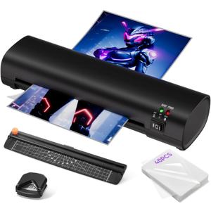 9 Inch Laminator Machine with Never Jam Technology, 4-in-1 A4 Thermal Laminator with Trimmer and Corner Rounder for Office, School, Business and Home Use - Black