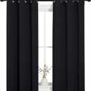 NICETOWN Blackout Draperies Window Curtain Panels, Autumn/Winter Thermal Insulated Solid Grommet Blackout Curtains/Drapes for Cafe (Set of 2, 34 inches by 54 inches, Black)