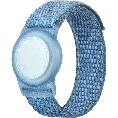 Elastic Nylon Bands for Apple AirTag for Kids, Nylon Watch Bands Compatible with AirTag, Adjustable Anti Lost Wristband for Toddler Child Elders Blue