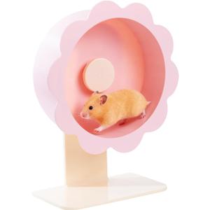 Hamster Wheel Super-Silent Hamster Exercise Wheels- Quiet Spinner Hamster Running Wheels with Adjustable Stand for Hamsters Gerbils Mice Or Other Small pet (Pink, Medium)