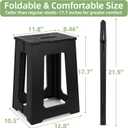 neotidy Foldable Stool Chair, 17.7 Tall Folding Seat for Adults up to 400 lb, Heavy-Duty Plastic Foldable Stool for Sitting, Portable Compact Folding Chair for Home Outdoor Camping, Black, 17.7" x 8.58" x 11.7"