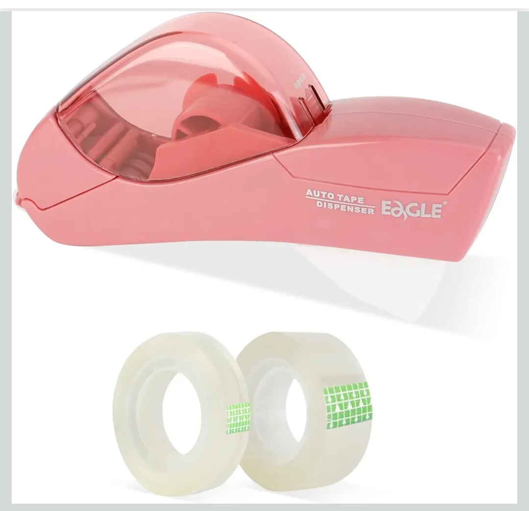 Eagle Automatic Tape Dispenser, Handheld & Portable Design, Office Tape Gun, One-Handed Operation with Safety Blade for Office, Home, DIY or Packaging (Includes 2 Free Tapes)（Flamingo Pink）