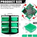 Geelin Rotating Storage Bins Tool Organizer 3 Tiers Hardware Crafts Small Parts, Nuts and Bolts, Revolving 12 Bins Storage for Workshop, Shed, Garage, Home(Green)