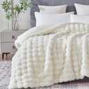50x60 Inches Ultra-Soft Fuzzy Faux Fur Plush Throw Blanket - Thick, Warm Sherpa for Couch, Sofa, Bedroom, Camping - Decorative Blanket for Cozy Warmth, Bubble Ivory White