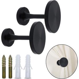 Curtain Tiebacks 2 Pack Curtain Holdbacks Zinc Alloy Curtain Tiebacks Wall Mounted with Screws, Decorative Curtain Holders for Drapes Stylish Black Curtain Tieback Hooks for Home Office