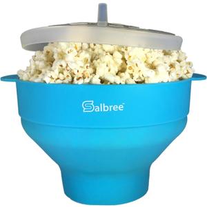 The Original Salbree Microwave Popcorn Popper Machine, Silicone Popcorn Maker, Collapsible Microwavable Bowl - Hot Air Popper - No Oil Required -  (Turquoise)