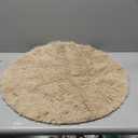 OLANLY Beige Round Rugs for Bedroom - Machine Washable, 2 ft Circle Area Rugs for Living Room, Soft and Fluffy Shaggy Carpet for Teen Girls and Boys, Nursery Rooms, Dorms, Home Decor Aesthetic