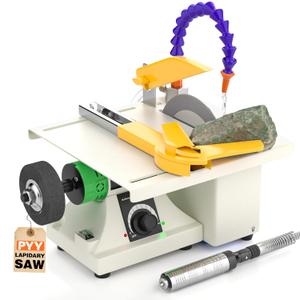 PYY Lapidary Saw - Jewelry Rock Saw w/Upgraded Diamond Blades & Woodworking Blade, 0-10000 RPM 350W for Cutting Rocks & Polishing, DIY Art Project Lapidary Equipment, 10 * 8 inch