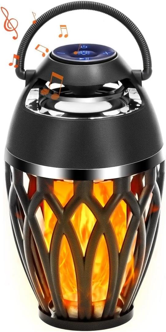 Vanten Outdoor Bluetooth Speakers, Bluetooth 5.0 Led Flame Speaker, IPX5 Waterproof Flame Torch Atmosphere Speaker, Patio Speakers Gifts for Men Women, Decorations for Party Garden Home (1 Pack)