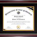 HOUSE DAY Diploma Frame 8.5 x 11 with Black over Gold Mat or Display 11x14 Diploma Frame 11x14 without Mat, High Definition Glass Certificate Frames 8.5 x 11 Degree 11 x 14 Diploma Frames, Mahogany with Gold Beads, 1 Pack