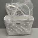 CXY Rubber Beach Bag EVA Waterproof Tote Bags Washable Sand-proof Travel Handbags for Pool Boat Groceries Work Sports (Small, White)