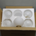 6-Light Gold Sputnik Chandeliers, Globe White Glass Shade Pendant Light Fixture, Mid-Century Modern Chandeliers for Bedroom Living Room Hallway Dining Room Kitchen