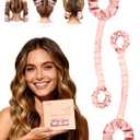 BONNET QUEEN Heatless Hair Curler Set (2Pcs), Heatless Curls Overnight with Satin Hair Rollers, All-in-One Curling Rod for Hair Curlers to Sleep In, Cream Pink(For Bouncy Curls)