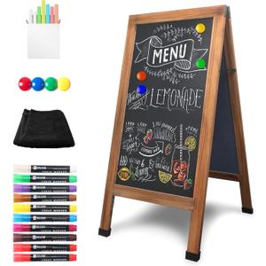 SELEAD Magnetic A-Frame Chalkboard Easel Sign - Large 40" x 20" Rustic Sandwich Chalk Board Signs Outdoor Double Sided Sidewalk Pizarra for Business, Wedding, Menu
