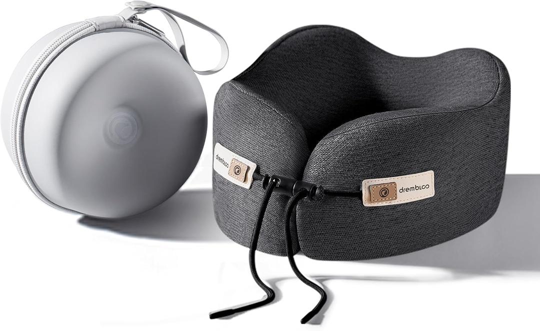 Neck Pillow Airplane, CertiPUR-US BASF Memory Foam Travel Pillows with Comfortable Breathable Cover, Ergonomic Design Compact Airplane Pillow for Flight Headrest Sleep, Portable Plane Accessories (Black)