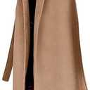 Womens Long Wool Pea Coats Notched Collar Open Front Woolen Blend Trench Coat with Belt (Camel, Medium)