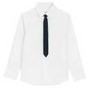 White Button Up Long Sleeve Shirt with Clip On Tie, 14Y