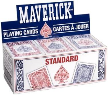 Maverick Playing Cards 9 Pack, Standard Index, Red and Blue Decks, Bulk Playing Cards for Poker, Card Games, and Family Game Night