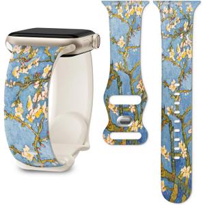 Band Compatible with iWatch Band 38/40/41mm for Women Men Sport Replacement Smartwatch Wrist Strap for iWatch Ultra2/1 SE Series 10 9 8 7 6 5 4 3 2 1 - Blossoming Tree