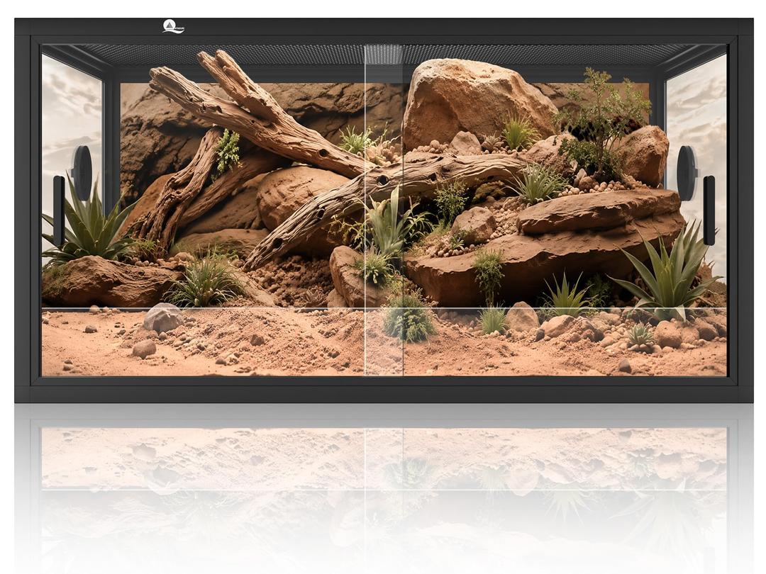 Atasuki 120 Gallon Reptile Tank, 48×24×24 Inch Front Open Bearded Dragon Terrarium, Sliding Door Screen Vent Reptile Habitat Easy Maintenance