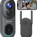 BOTSLAB 5MP Wireless Video Doorbell Camera,180 Head-to-Toe View, AI Motion Detection, VR Mode, Battery or Wired Powered, Easy Installation, Weatherproof, No Monthly Fee, 2.4GHz WiFi (Dark Grey)