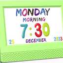 Kids Digital Alarm Clock Colorful, 7" Large LED Time Display Children's Sleep Trainer, Eye-Caring Digital Clock for Girls Boys Bedrooms Bedside, 17 Alarm Clock Settings Easy to Use Kids Birthday Gift (Green)
