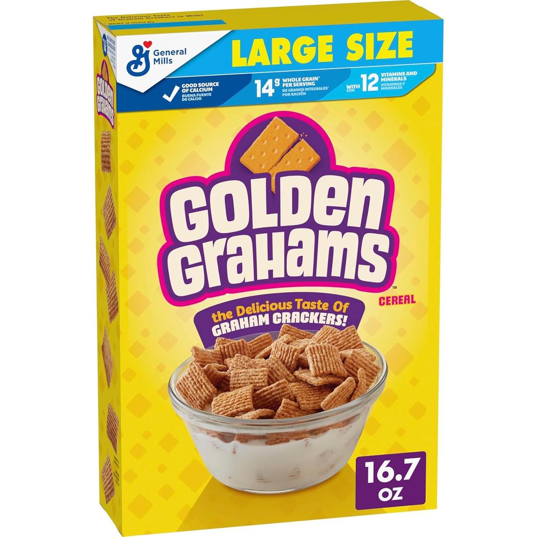 Golden Grahams Breakfast Cereal, Graham Cracker Taste, Made with Whole Grain, Large Size, 16.7 oz, BBD: 19 AUG 26