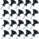 POPETPOP Stainless Steel Small Mushroom Handle Knobs 20 Sets Black for Cabinets Drawers Doors Hardware Simple Installation (2.30X2.30X2.00CM)