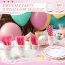 Reallnaive 192 Pcs Pink Bow Party Supplies Severs 24 Guests Coquette Birthday Decorations Includes Plates Cups Napkins Tableware Sets for Girl Bachelorette Bridal Engagement