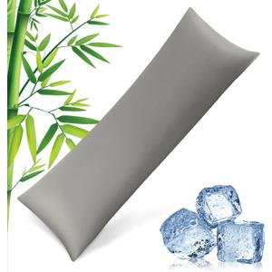Body Pillowcase with Zipper Cooling Viscose from Bamboo Zippered Pillowcases, Cool & Breathable Body Pillow Cover for Hot Sleepers and Night Sweats, 20" x 54" (Light Grey)