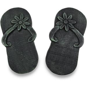 Things2Die4 Pair of Cast Iron Flip Flop Stepping Stones Verdigris Finish