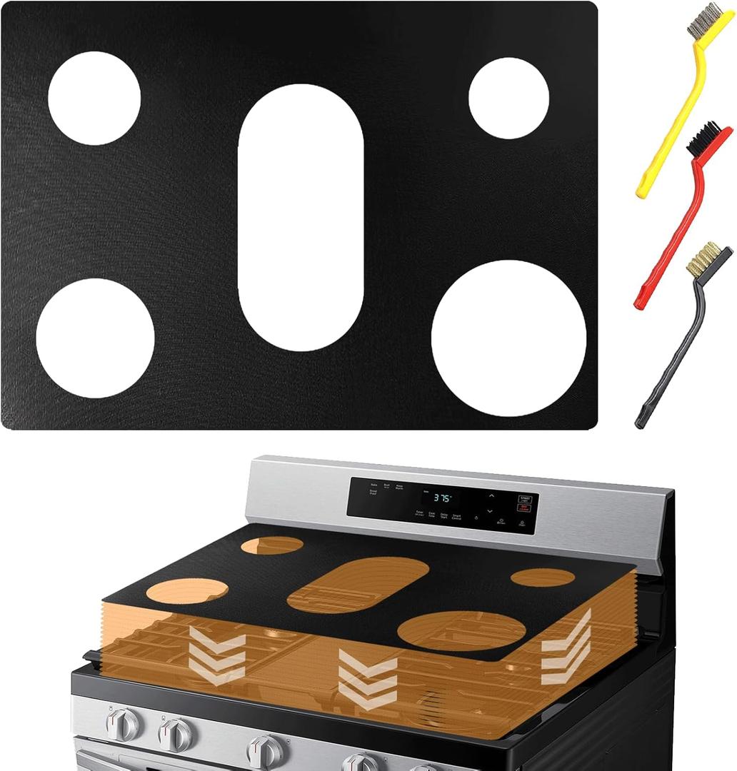 2 x Stove Top Protector for Samsung 30 5-Burner Gas Range, Compatible with Models NX60A6111, NX60A6311, NX60A6611, NX60A6751 - Reusable, Non-Stick Teflon Coating & Easy Clean Splatter Guard