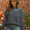 DUTUT Game Day Sweatshirt Women: Cute Football Bow Graphic Pullover Tops Casual Football Season Long Sleeve Shirt (Gray, XXL)