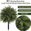 2 Pack Artificial Cedar Topiary Trees with Ground Spike 20.86" Faux Pine Shrubs Bushes UV Resistant Faux Evergreen Cedar Ball Tree for Front Door Porch Planters Indoor Outdoor Spring Summer Decor
