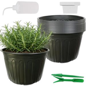 12-Pack 5 Gallon Flexible Plastic Plant Pots,Thickened Soft Seed Starting Container for Indoor Outdoor Plants, Seedlings, Vegetables, Succulents and Cuttings