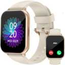 RUIMEN Smart Watches for Women Men (Answer/Make Calls, 2 Bands Included), 1.8" Smartwatch for iOS/Android Phones, Fitness Tracker Heart Rate/Sleep Monitor Digital Watch Waterproof Milky White