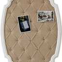 SOFE Large Fabric Bulletin Board with Ribbon, 35  24 Inches Pinboards for Wall, Wood Framed Photo Display Board, Farmhouse Memo Board, Unique Decorative Hanging Memo Board (White)